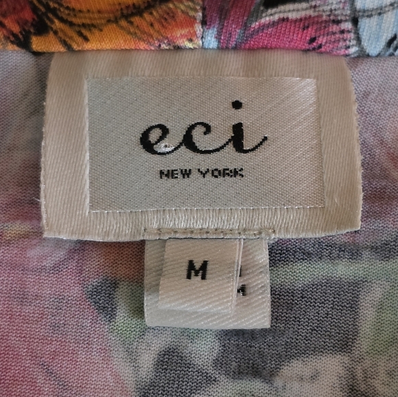 ECI New York Floral Geometric Cowl Neck Sleeveless Blouse Top Black Multi M - Picture 5 of 6